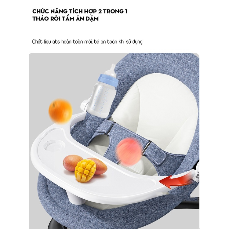 Ghế rung cho bé sơ sinh, nôi điện tự động có điều khiển từ xa nâng hạ thành ghế ăn dặm PENHOUSE
