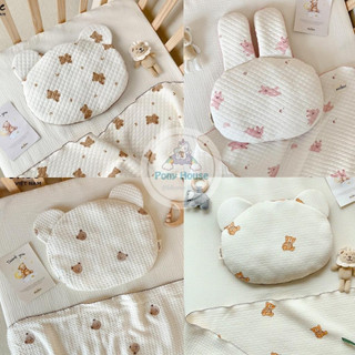 Gối bông cotton lụa hình gấu mochee gối ngủ siêu mềm, mịn cho bé sơ sinh