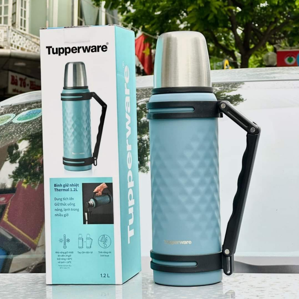 Bình giữ nhiệt/ bình thuỷ Tupperware Thermal Brighton 1.2L - Bảo hành 12 tháng - Giữ nhiệt 24 tiếng, lõi thép 304