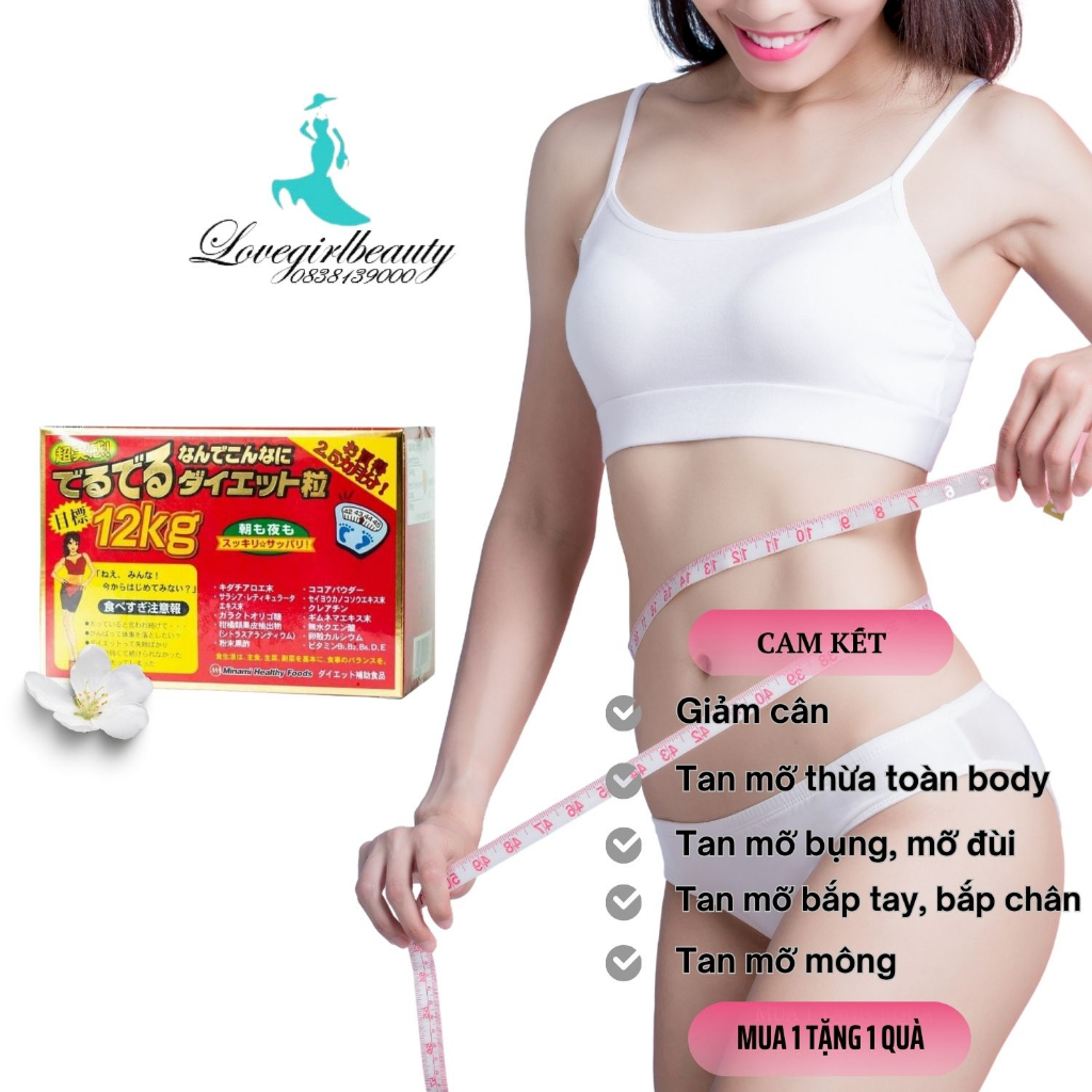 Hỗ trợ giảm cân 12kg Minami giảm mỡ bụng đùi bắp tay bắp chân tan mỡ body an toàn [Tặng máy --massage mặt]