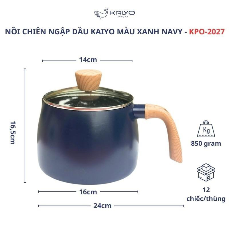 Nồi chiên ngập dầu có vòi rót Kaiyo 16cm, nồi chống dính Nhật, dùng được cho bếp từ và mọi loại bếp - Hàng chính hãng