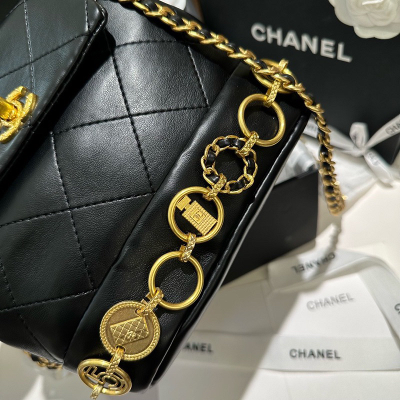 Balo nữ Xleo23b da mềm lì size 19cm fullbox nam châm chần trám charm mới tag vàng W166-19