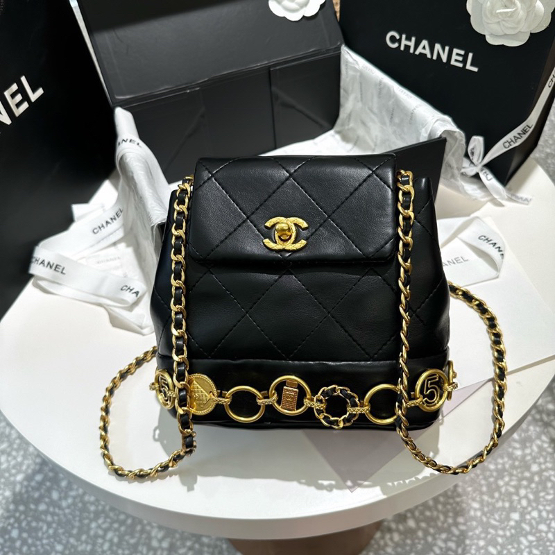 Balo nữ Xleo23b da mềm lì size 19cm fullbox nam châm chần trám charm mới tag vàng W166-19