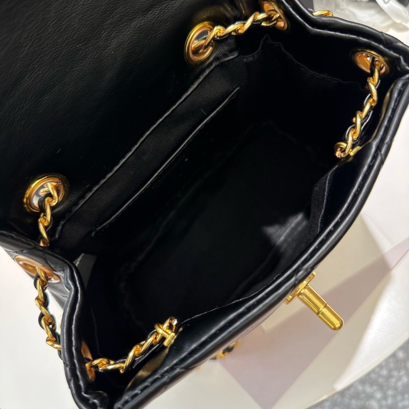 Balo nữ Xleo23b da mềm lì size 19cm fullbox nam châm chần trám charm mới tag vàng W166-19