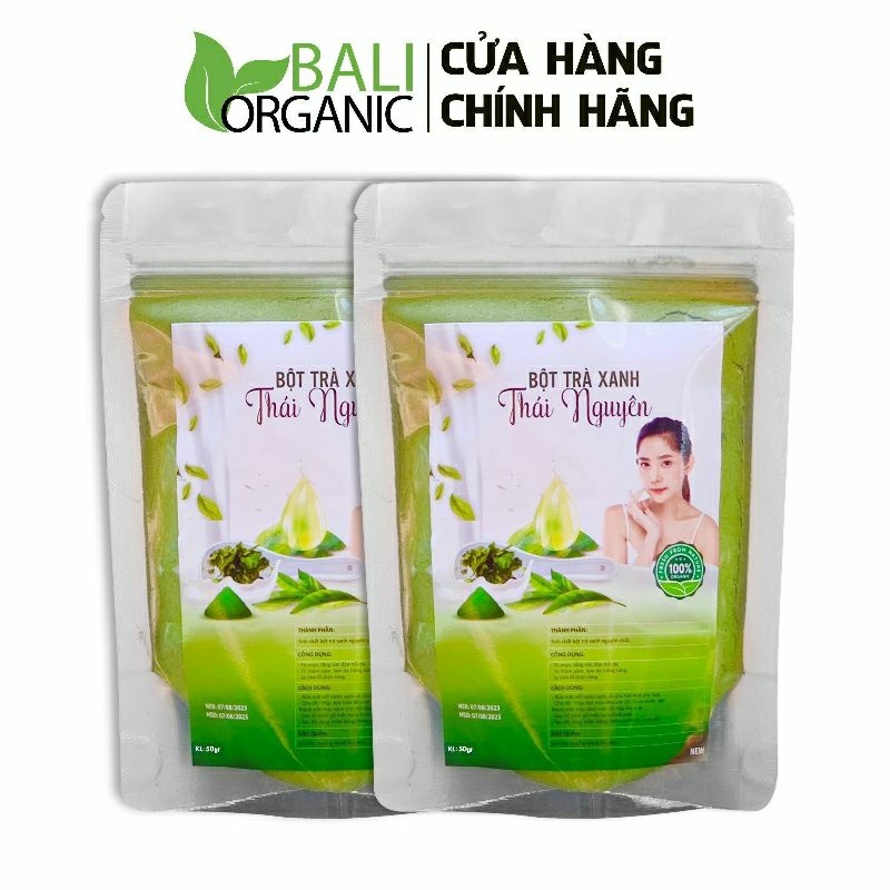 Bột trà xanh thủ công nguyên chất 1kg Baliorganic đắp mặt, dưỡng da