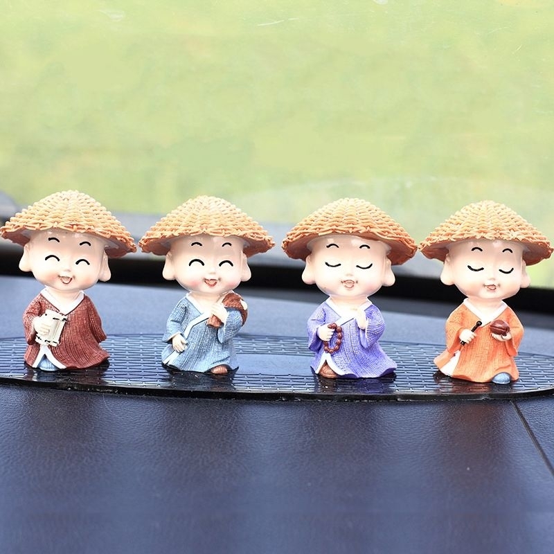 Bộ 4 tượng chú tiểu tứ không, tập võ, túy quyền, đáng yêu quà tặng, trang trí