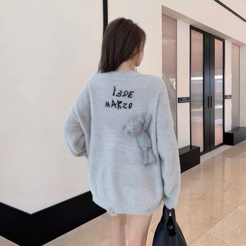 Áo len lông 13DMZ thỏ xanh