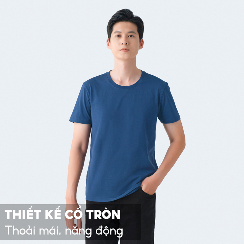 Áo Thun Nam Ngắn Tay Cổ Tròn LUSSO Vải Cotton USA Premium Mềm Mịn Co Giãn 4 Chiều Mặc Hè Thoáng TSL23-001