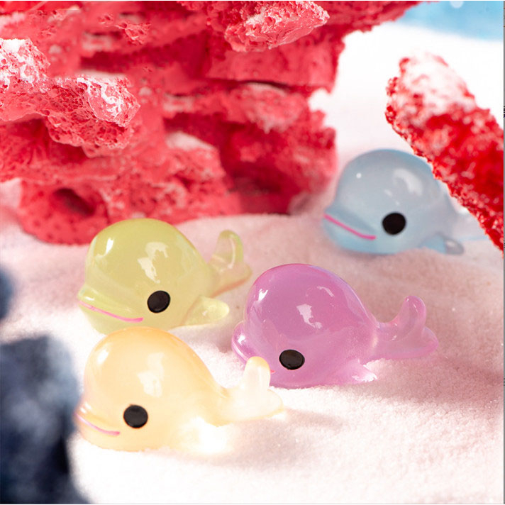 Mô hình cá voi mini phát sáng decor terrarium bể cá