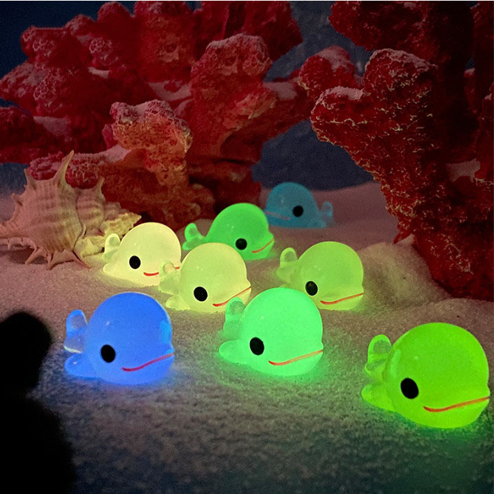 Mô hình cá voi mini phát sáng decor terrarium bể cá