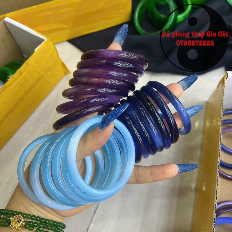 Vòng bản đá mắt mèo đẹp siêu rẻ mịn kèm hộp