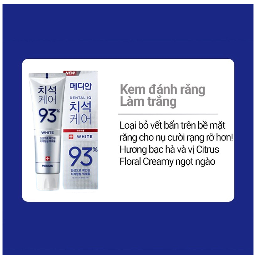 Kem đánh răng làm trắng răng, giảm ê buốt Median Dental IQ 93% Hàn Quốc 120g