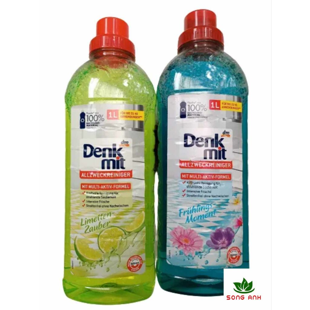 Hàng Đức - Nước lau sàn cao cấp Denkmit dung tích 1L hương hoa/ hương chanh thơm mát