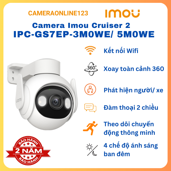 Camera wifi Imou Cruiser 2 IPC-GS7EP-3M0WE  _ 5M Hàng bảo hành chính hãng- át hiện người và xe cộ
