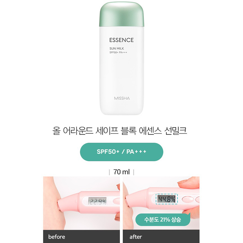 Kem chống nắng bảo vệ làn da Missha Sun Milk SPF50+/PA++++ 70ml Hồng Xanh Dương - Mibebe