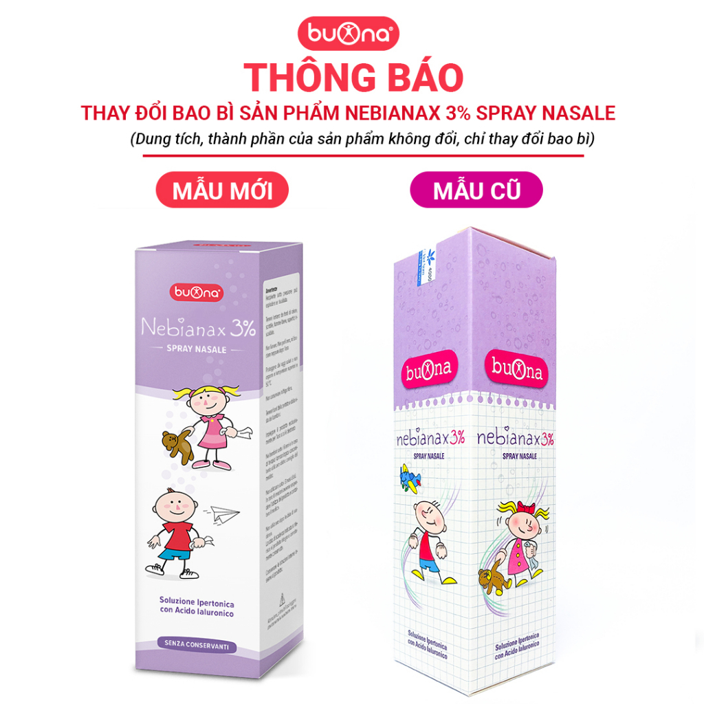 Xịt mũi Nebial / Nebianax 3% hỗ trợ giảm ngạt tắc mũi cho bé