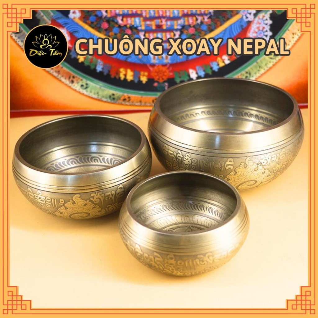 Chuông xoay Tây Tạng, chiếc bát biết hát - Singing Bowl chuông vàng sáng