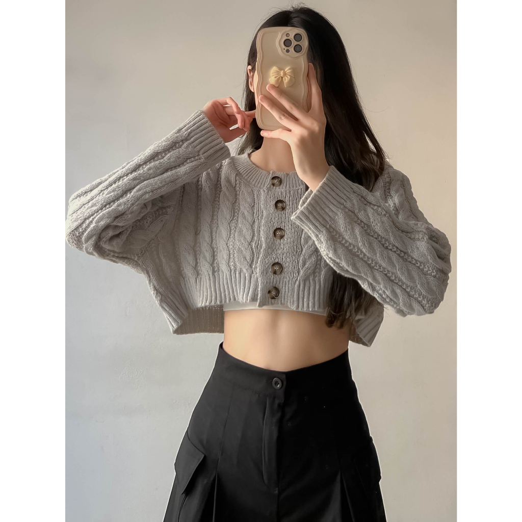Áo len cổ tròn nữ croptop - Retrostyle - Aokhoaclencroptop_P1K8