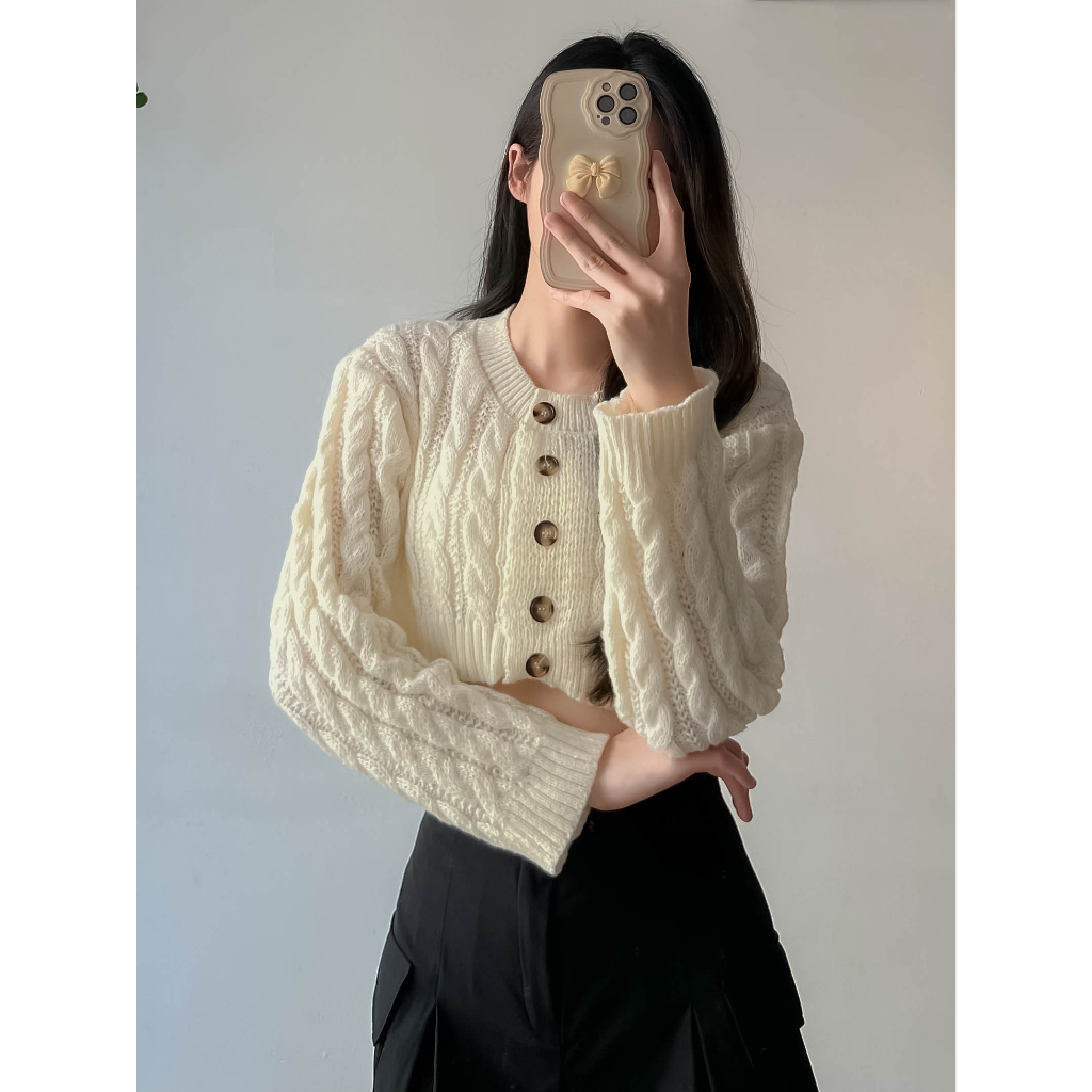 Áo len cổ tròn nữ croptop - Retrostyle - Aokhoaclencroptop_P1K8