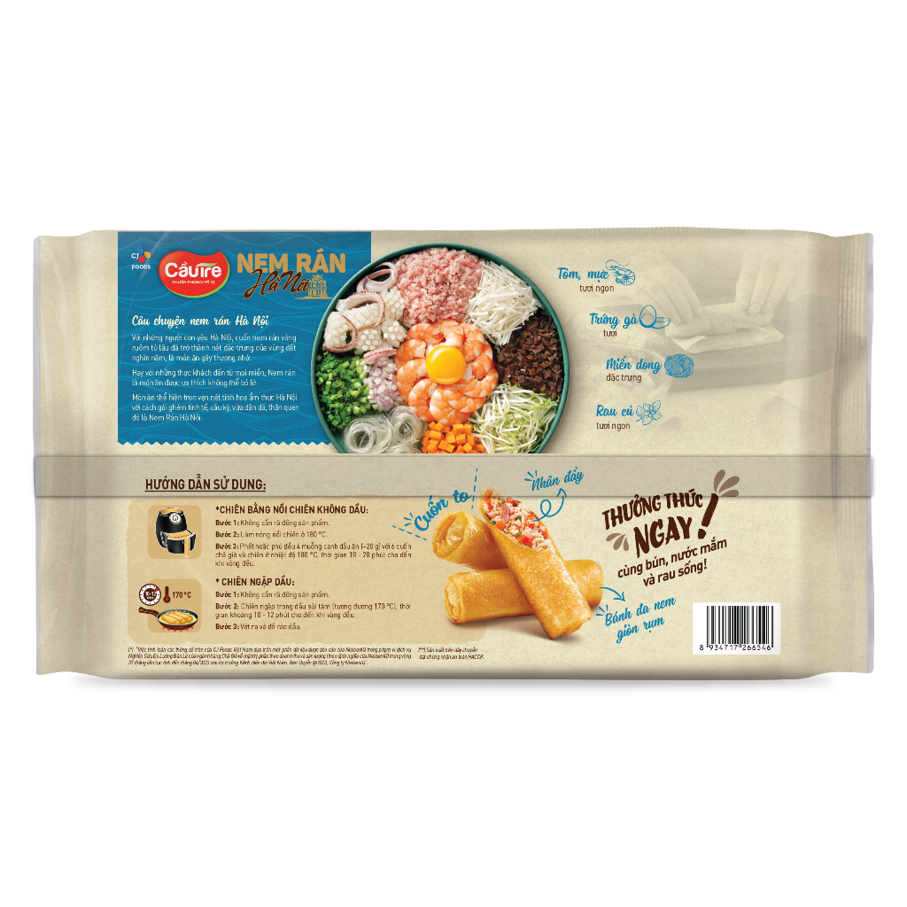 [Mua từ 2 tặng 1 Mandu] Nem rán Hà Nội đặc biệt Cầu Tre - nhân Hải sản (gói 300g - 6 cuốn to)