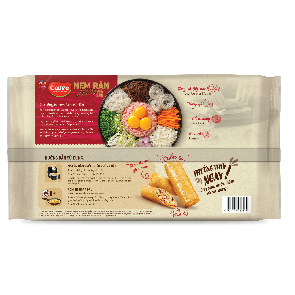 [Mua từ 2 tặng 1 Mandu] Nem rán Hà Nội đặc biệt Cầu Tre - nhân Thịt (gói 300g - 6 cuốn to)