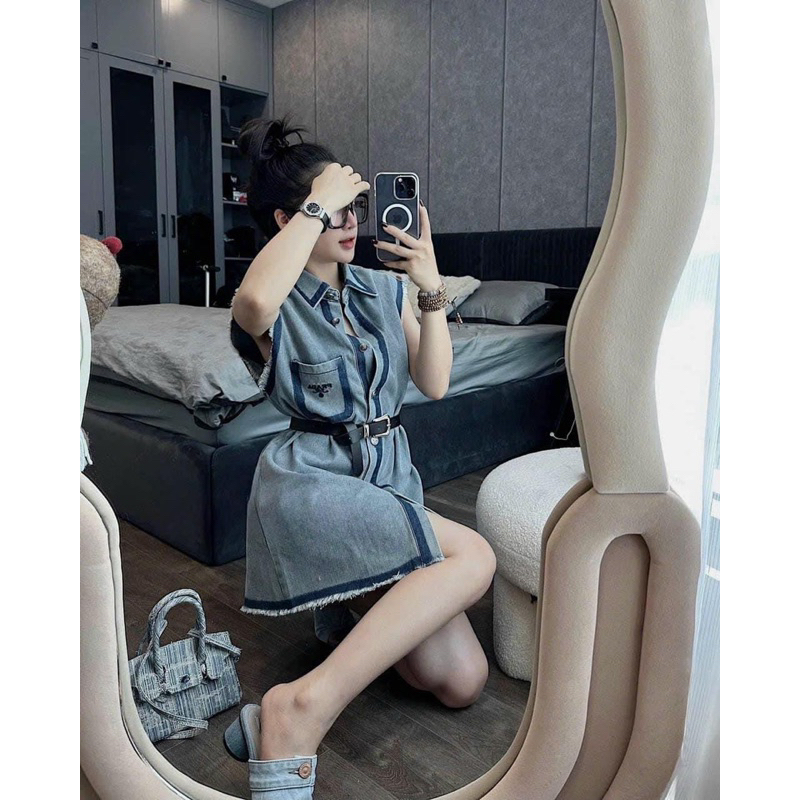 Váy Jean cổ V