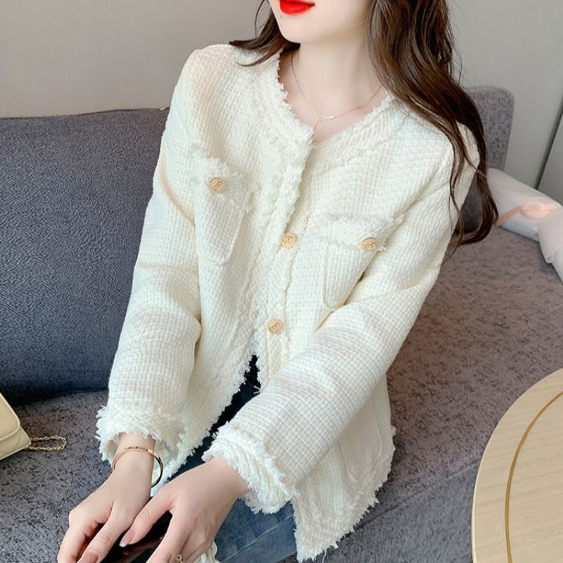 Áo khoác dạ twee trắng viền đen tiểu thư sang chảnh 2 lớp phong cách hàn quốc A51 SUTANO