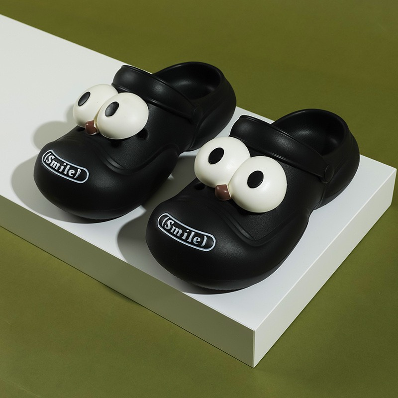 Dép bánh mì nữ chó mắt to, đế cao 4cm, thích hợp đi cặp đôi mẫu mới năm nay