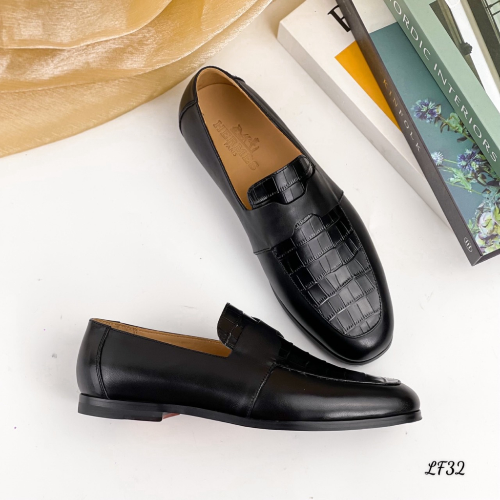 Giày da Loafer nam Hermes LF32 Da bò cao cấp