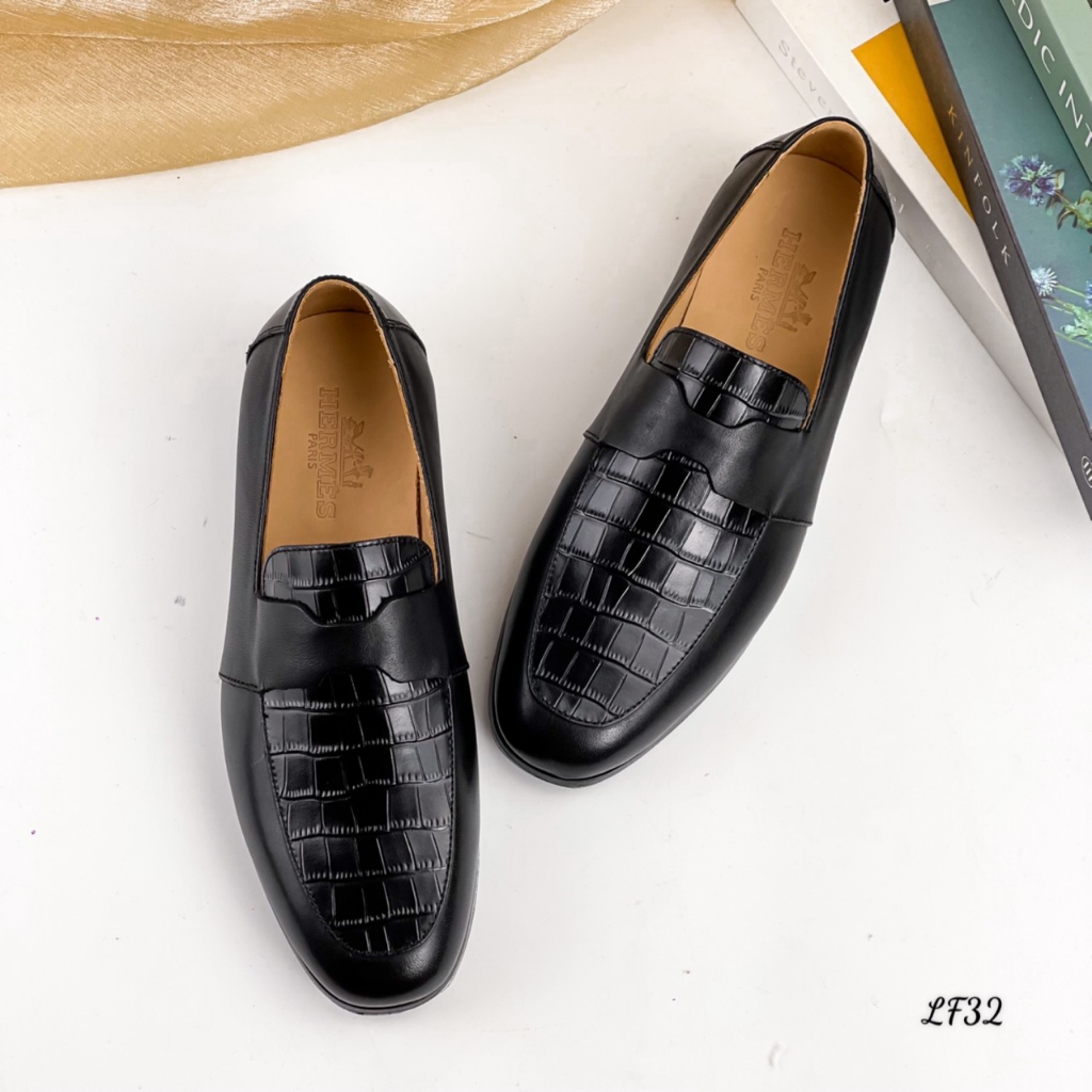 Giày da Loafer nam Hermes LF32 Da bò cao cấp