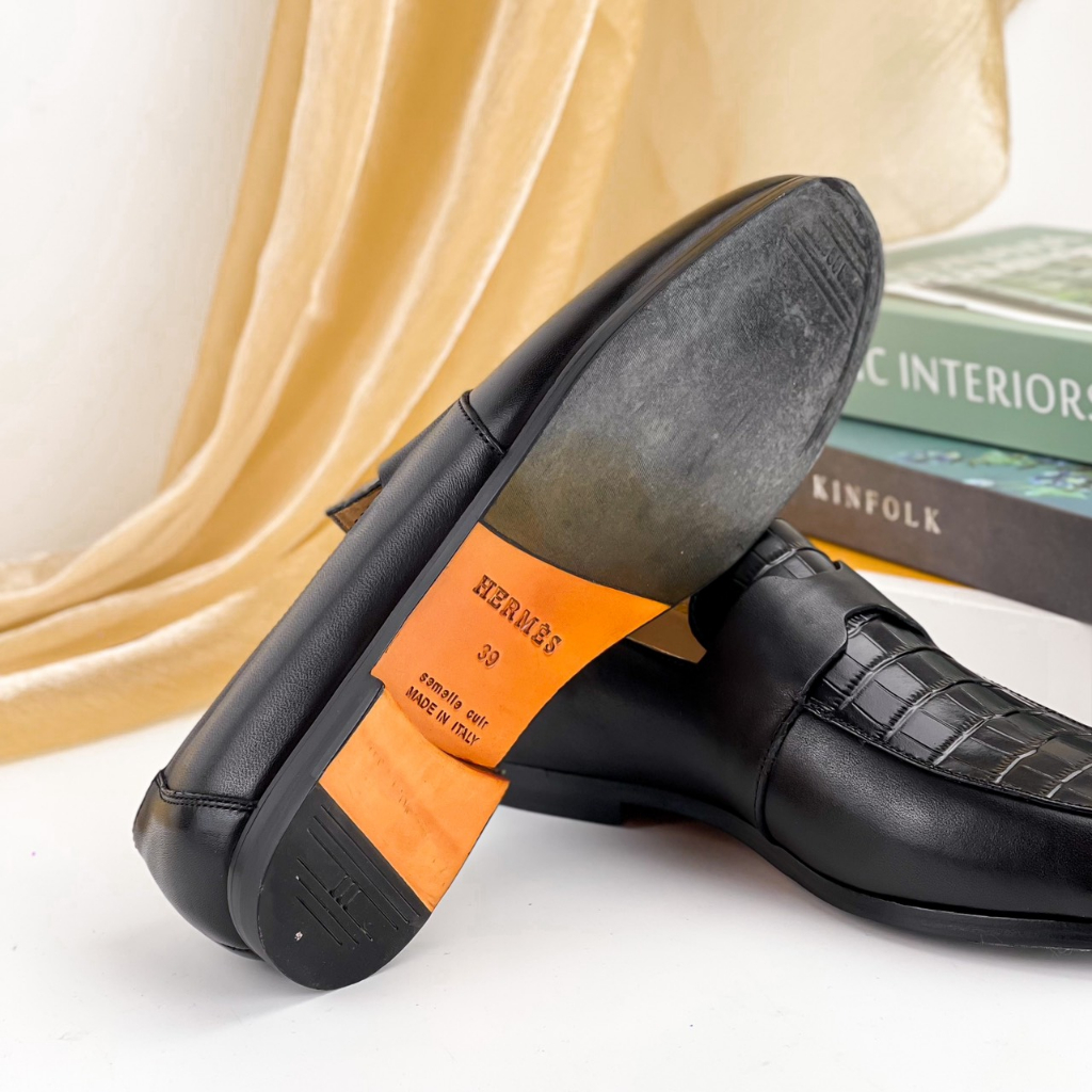 Giày da Loafer nam Hermes LF32 Da bò cao cấp
