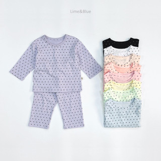 Lime&Blue Bộ đồ tim dài tay Hàn Quốc cho bé