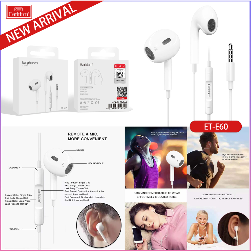 TAI NGHE AKG cho Samsung S10 , Tai nghe Earldom ET - 60 rắc 3.5mm full box 100% Bảo Hành 12 tháng