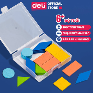Bộ Đồ Chơi Lắp Ghép Hình Học Gỗ Cho Bé Deli - Luyện Tập Tư Duy Ghép Hình Tính Toán Màu Sắc - Đồ Chơi Sáng Tạo Thông Minh
