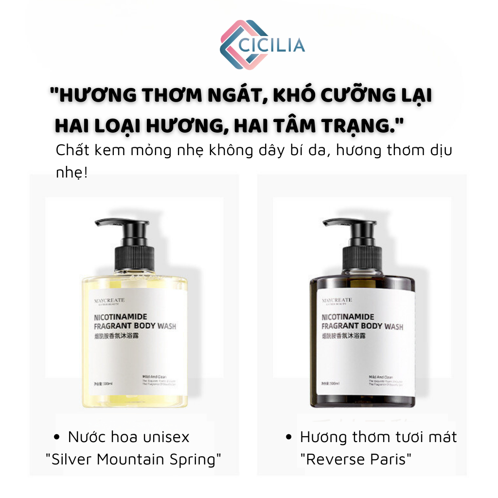 Sữa Tắm Trắng Da Dưỡng Ẩm Tẩy Da Chết CICILIA 500ml CI-032