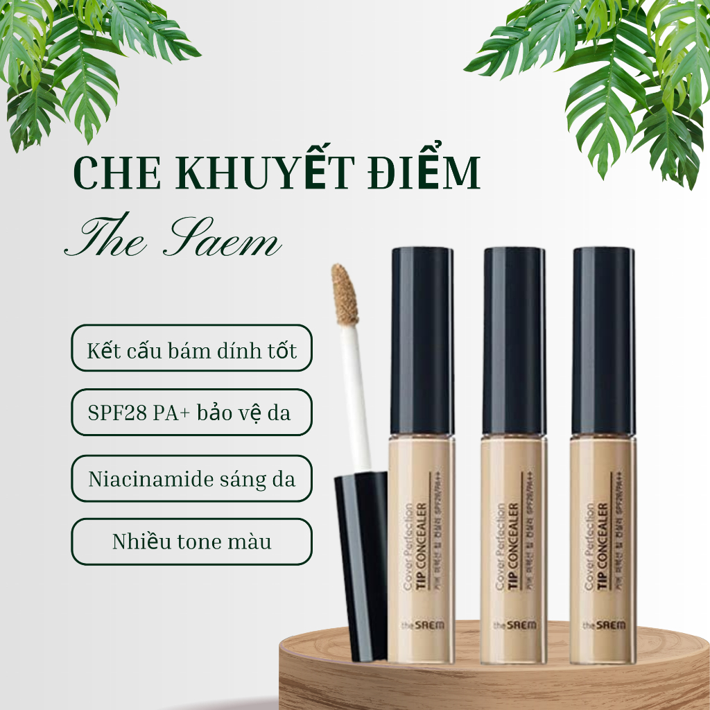 Kem Che Khuyết Điểm The Saem, Kem Che Khuyết Điểm The Seam Cover Perfection Tip Concealer SPF28 PA++ 6.5g | BigBuy360 - bigbuy360.vn