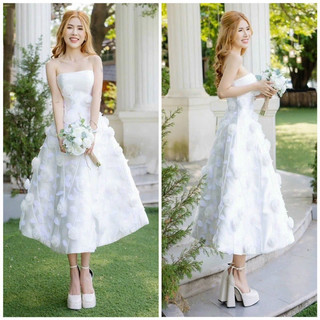 Váy cưới cup ngực đính hoa nổi cho cô dâu dự tiệc cưới size s m l chất tafta v442 ađ boutique