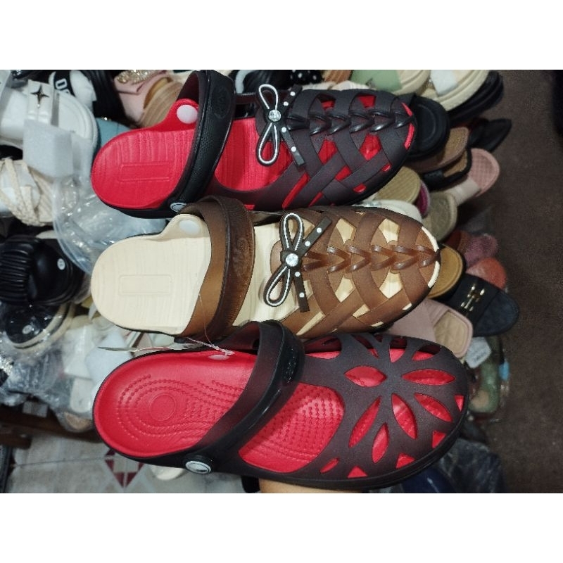 Dép nữ bít đầu bông nơ màu nâu, êm, bền, sang