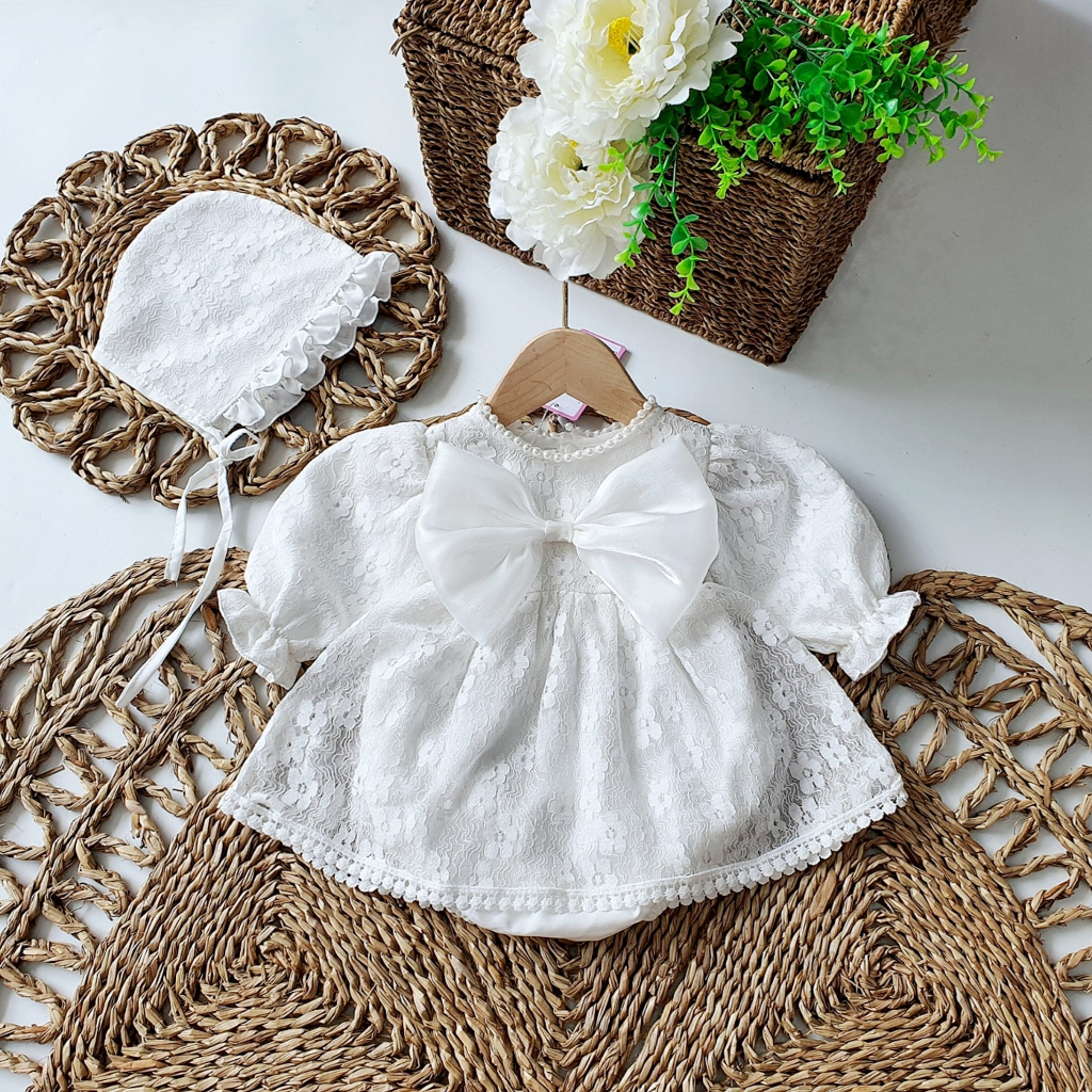 Váy Body Ren Trắng Cho Bé Gái  Từ 0-13kg, Dịp Dự Tiệc, Đầy Tháng,Thôi Nôi - Hàng Thiết Kế
