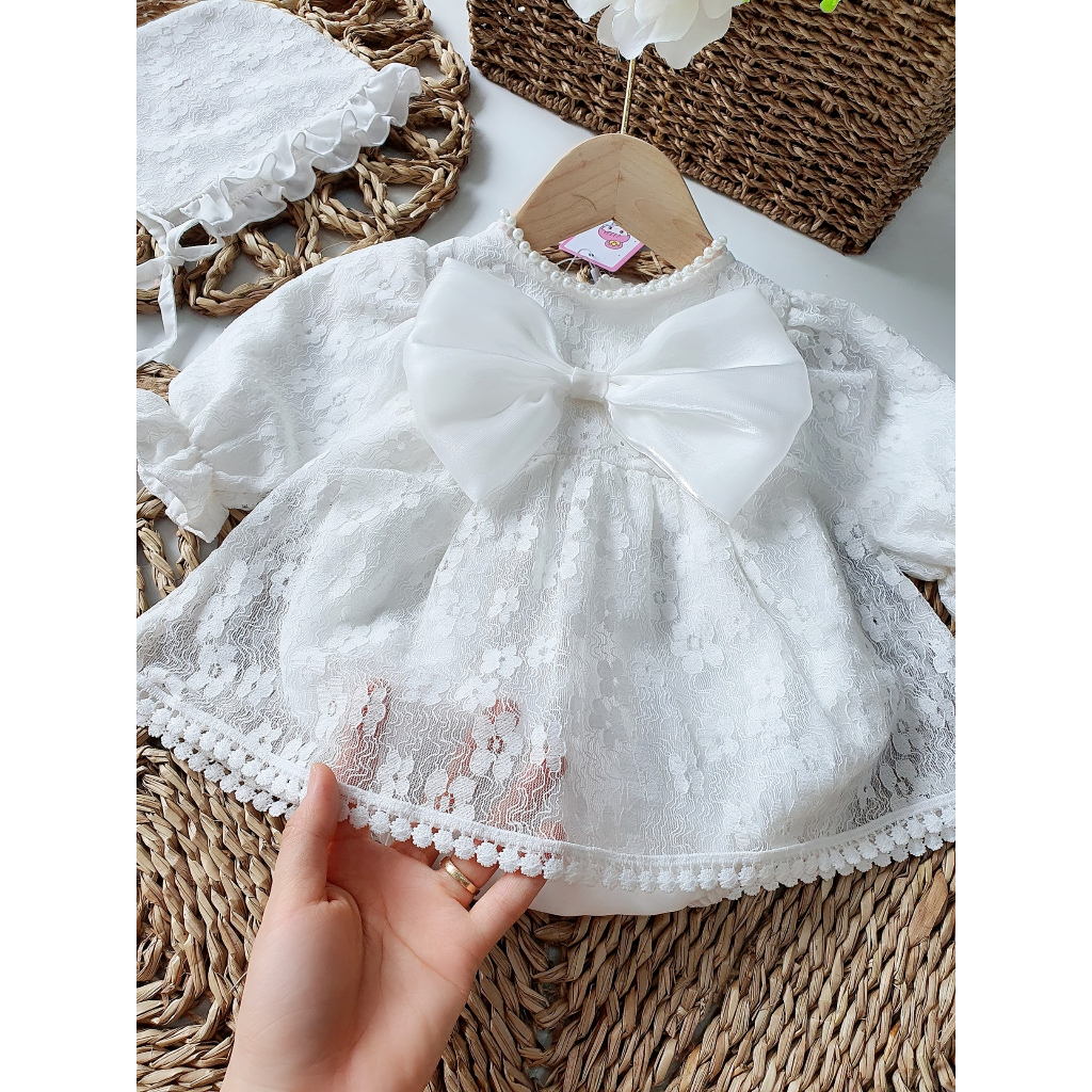 Váy Body Ren Trắng Cho Bé Gái  Từ 0-13kg, Dịp Dự Tiệc, Đầy Tháng,Thôi Nôi - Hàng Thiết Kế
