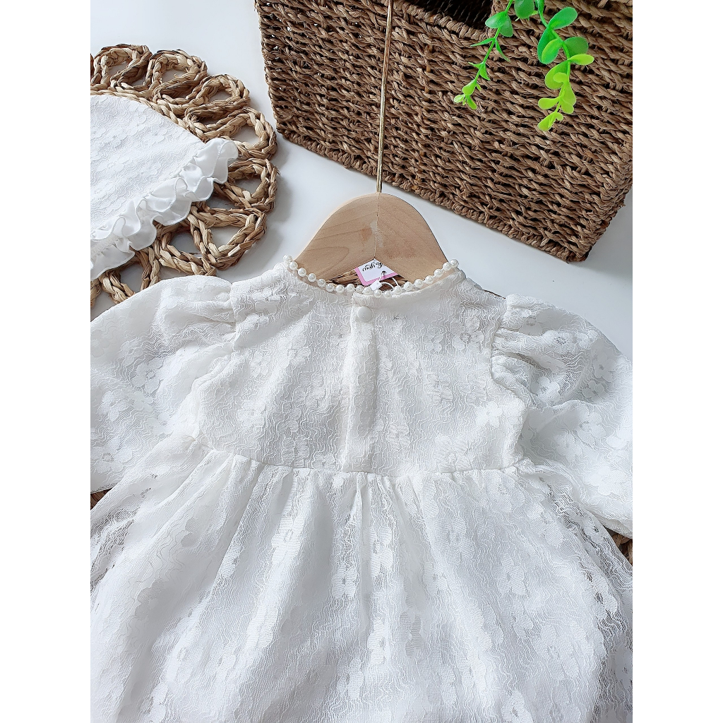 Váy Body Ren Trắng Cho Bé Gái  Từ 0-13kg, Dịp Dự Tiệc, Đầy Tháng,Thôi Nôi - Hàng Thiết Kế