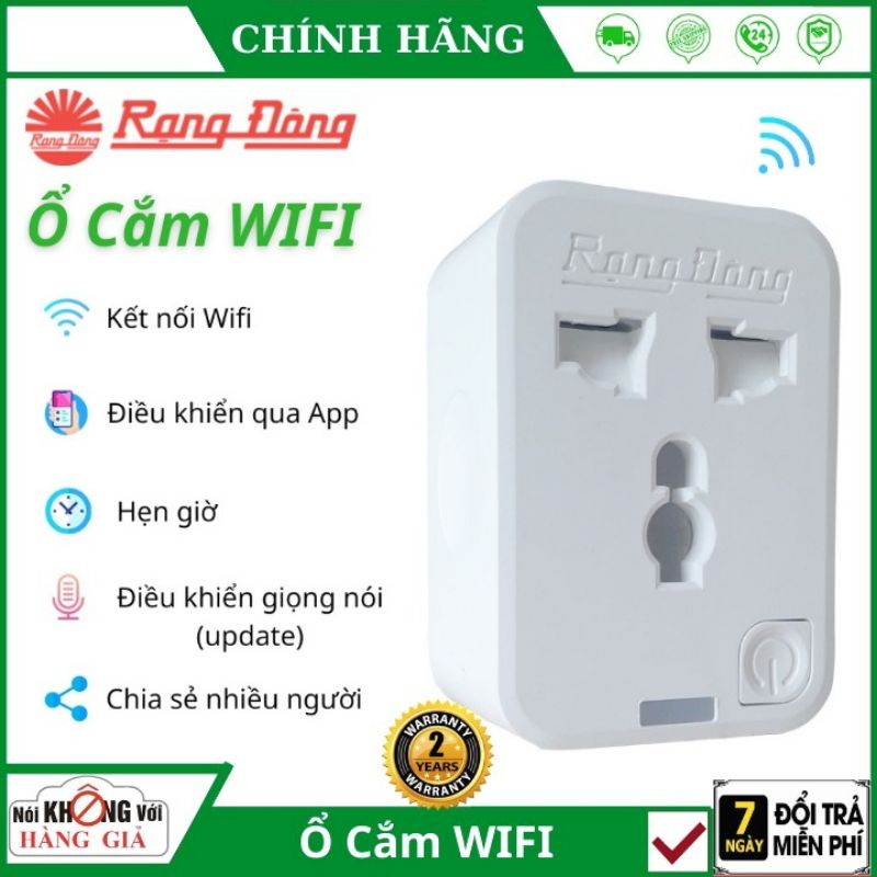 Ổ Cắm Thông Minh 16A - Ổ Cắm Wifi Rạng Đông 3500W - Chức Năng Hẹn Giờ, Điều Khiển Từ Xa
