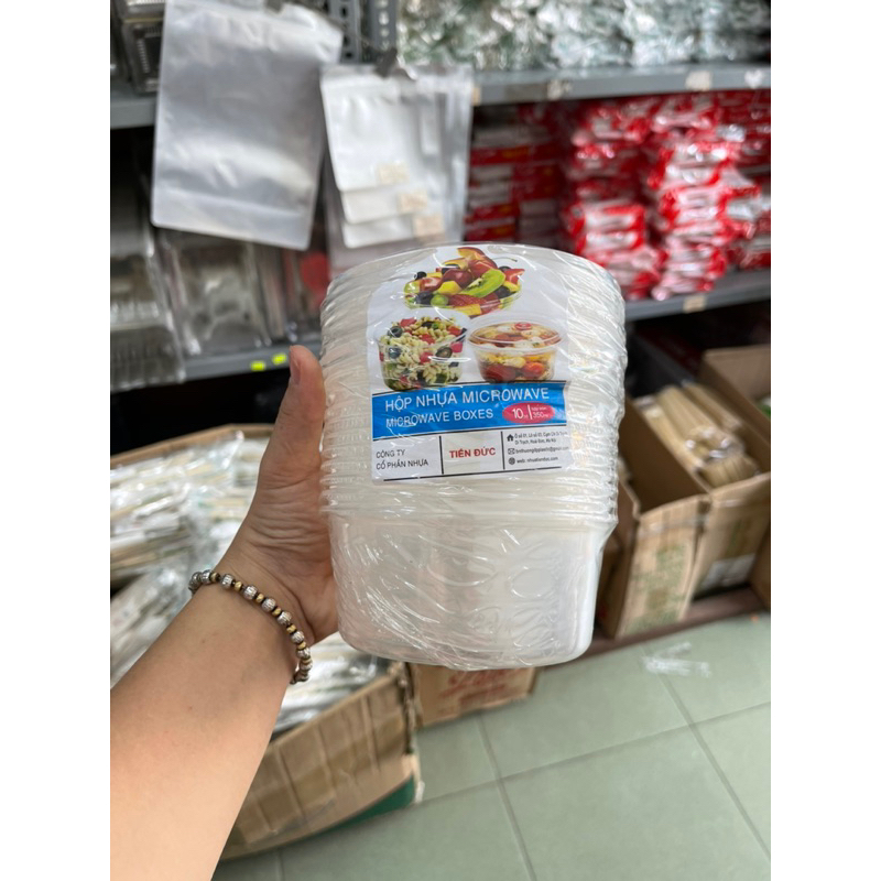 Hộp nhựa tròn có nắp dùng được lò vi sóng đủ size 350ml-500ml-600ml-700ml