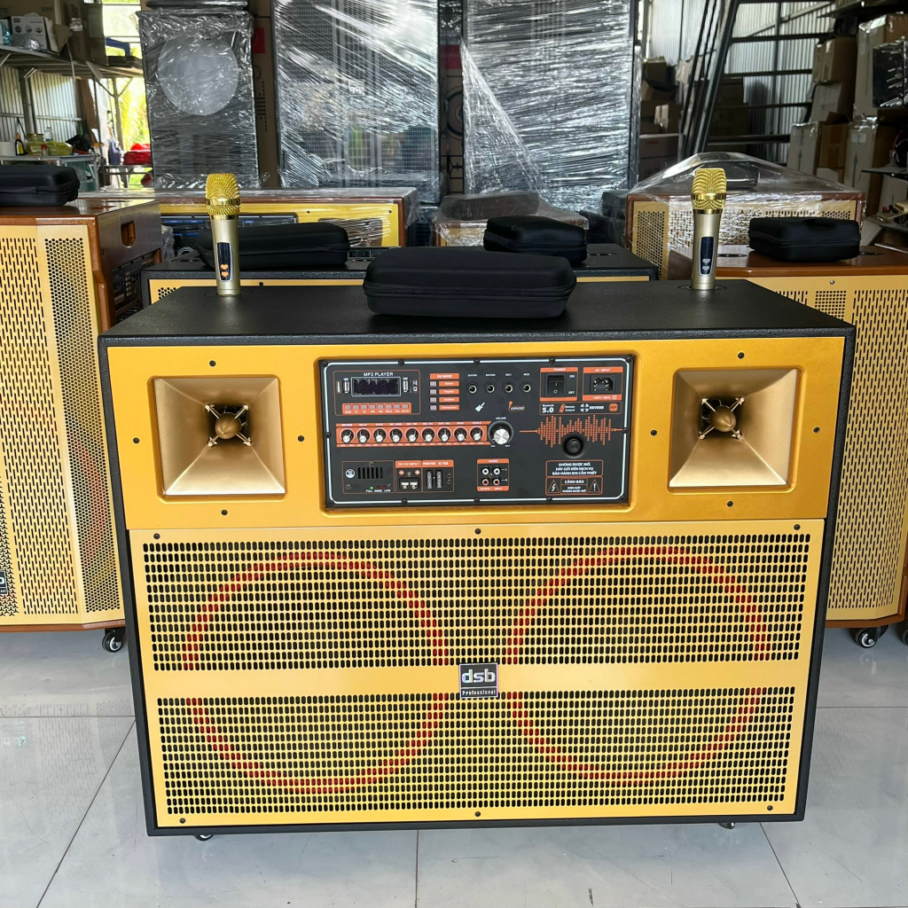 Loa Kéo Di Động, Loa Karaoke Di Động Bass Đôi 4 Tấc Công Suất Lớn Kèm 2 Miro