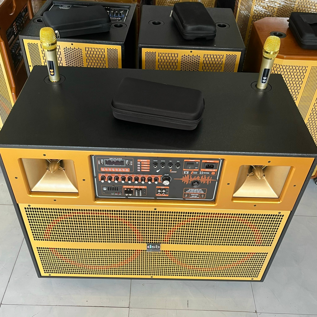 Loa Kéo Di Động, Loa Karaoke Di Động Bass Đôi 4 Tấc Công Suất Lớn Kèm 2 Miro