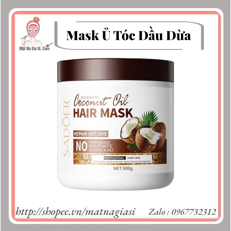 🛑Mặt Nạ Ủ Tóc Chiết Xuất Dừa Dưỡng Ẩm Và Phục Hồi Tóc Chính Hãng Sadoer 500gr