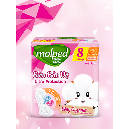 Băng vệ sinh Molped thiên nhiên bông organic tự nhiên ngày 23cm , đêm 29cm , đêm 35cm