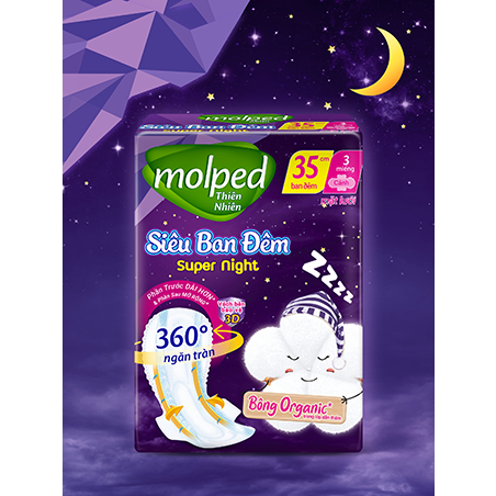 Băng vệ sinh Molped thiên nhiên bông organic tự nhiên ngày 23cm , đêm 29cm , đêm 35cm