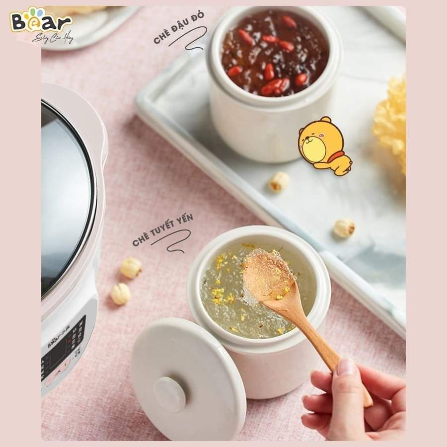 Nồi Nấu Chậm 1,6L Bear Chính Hãng Đa Năng Nấu Cháo, Chưng Yến Bản Quốc Tế Bảo Hành 18 Tháng - SUBE002