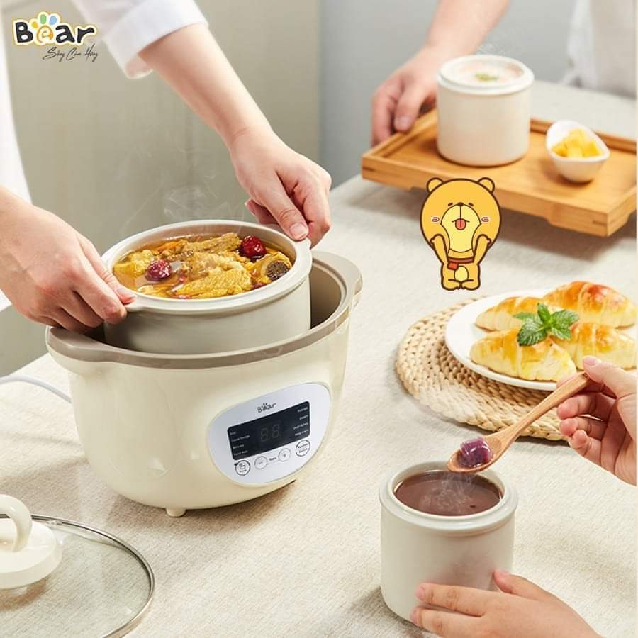 Nồi Nấu Chậm 1,6L Bear Chính Hãng Đa Năng Nấu Cháo, Chưng Yến Bản Quốc Tế Bảo Hành 18 Tháng - SUBE002